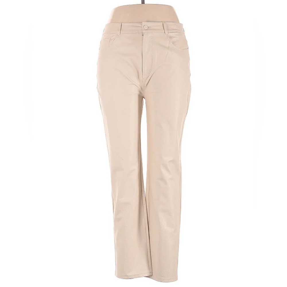 Brand New Stella Faux Leather Straight Pants in Ecru